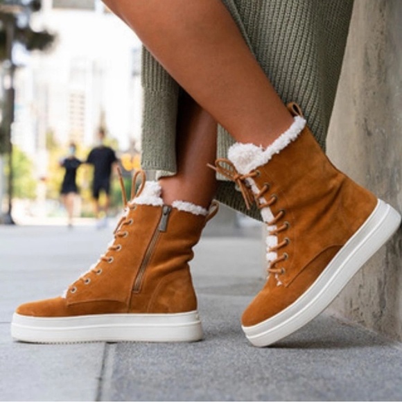 J/SLIDES Shoes - J/slides TORRIE Cognac Waterproof Suede bootie Size 6.5